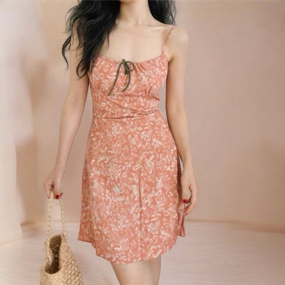 NWT J.ING Orange Floral Print Mini Dress - Picture 2 of 4